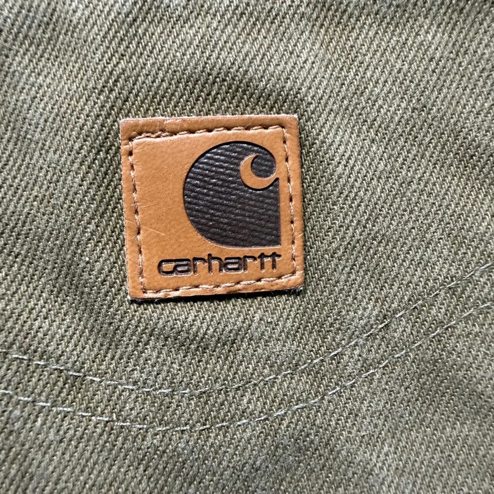 Vintage Carhartt Jeans Mens 42x30 Green Straight Leather Patch 90s‎ B161 BRK